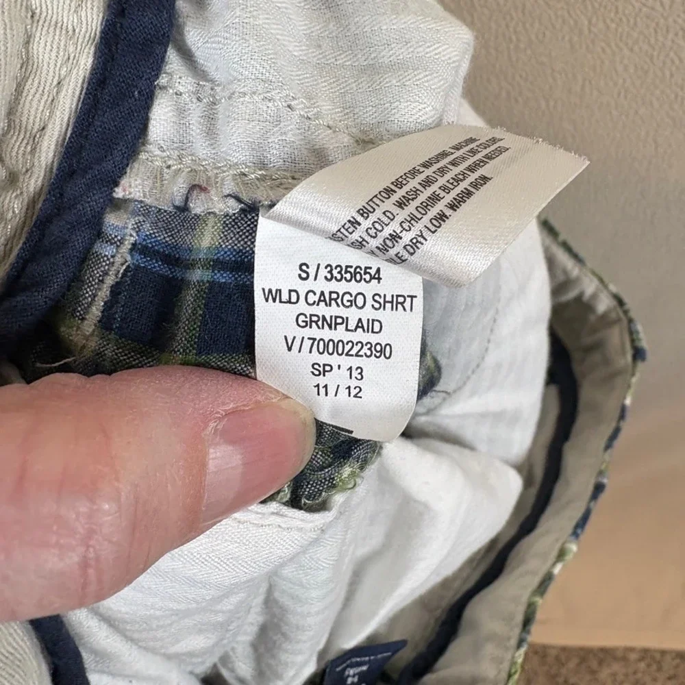 Gap Kids Boys Cargo Shorts 14 Husky Green Plaid Casual Preppy Classic Utility